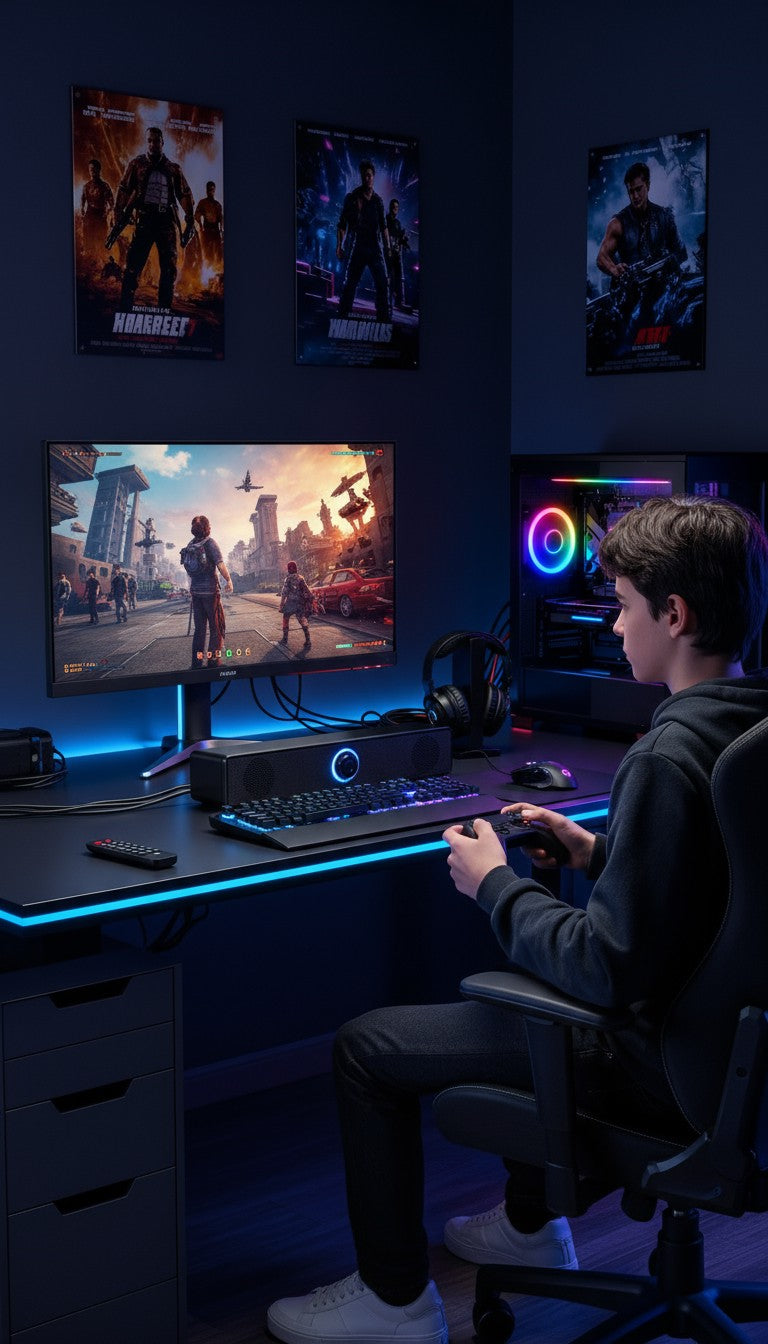 USB Desktop Soundbar Speaker – Plug & Play PC/Laptop/TV with Volume Dial